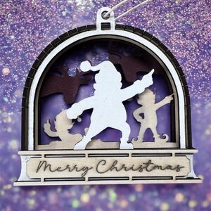 3/$20 Layered Wood Christmas Ornament – Santa Disco